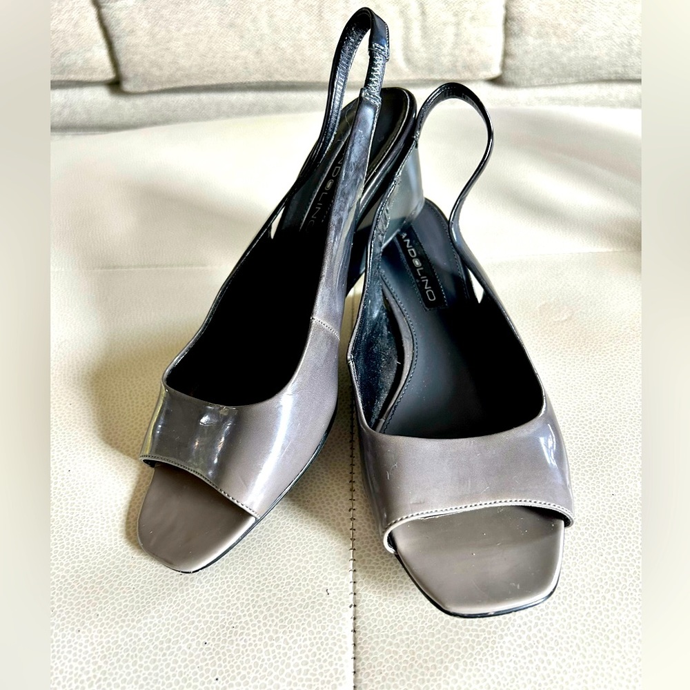 Bandolino Ombré Slingback Wedges 7.5 Peep Toe Patent Leather Career Classic